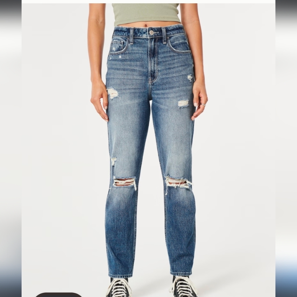 Hollister Women's High Rise Jeans - Distressed Blue